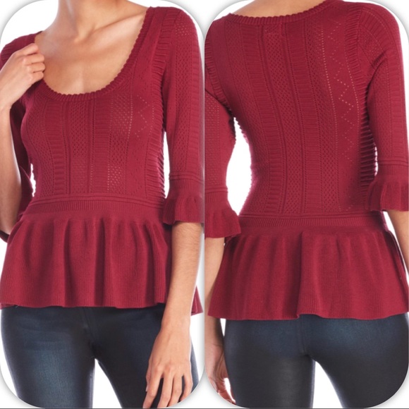 Torn by Ronny Kobo Sweaters - NWT MAUVE TORN BY RONNY KONO KNIT PEPLUM - medium